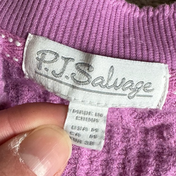 PJ Salvage Lilac Purple Seeing Stripes Long Sleeve Waffle Top Medium - Picture 6 of 9